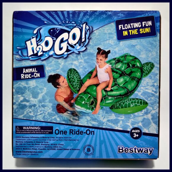 NIB Sea Turtle Animal Ride-On Inflatable Pool Float/Raft by Bestway 60"x55"x15" - Picture 3 of 12